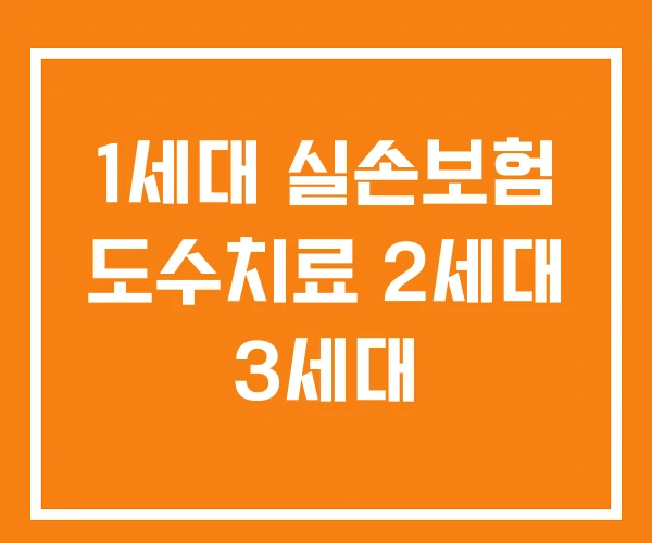 1세대 실손보험 도수치료 2세대 3세대