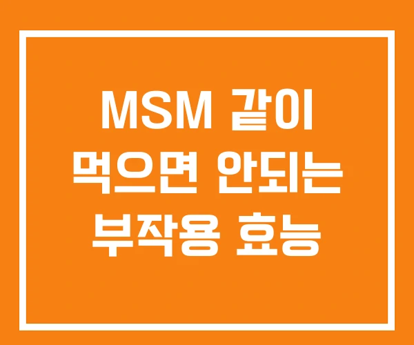 MSM 같이 먹으면 안되는 부작용 효능