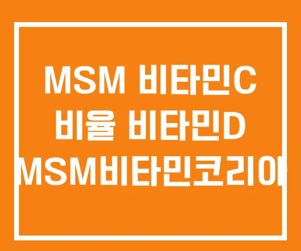 MSM 비타민C 비율 비타민D MSM비타민코리아