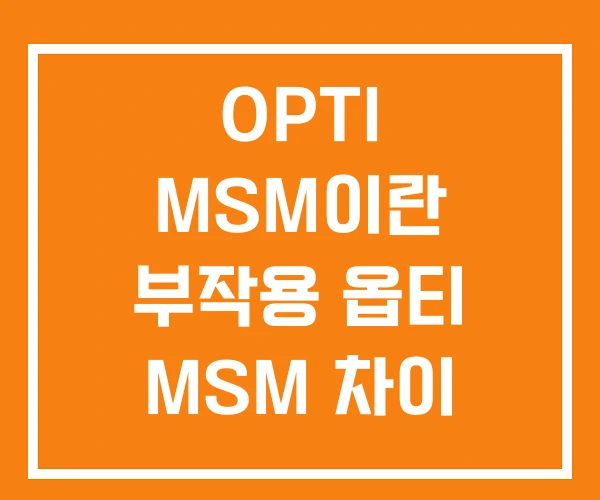 OPTI MSM이란 부작용 옵티 MSM 차이