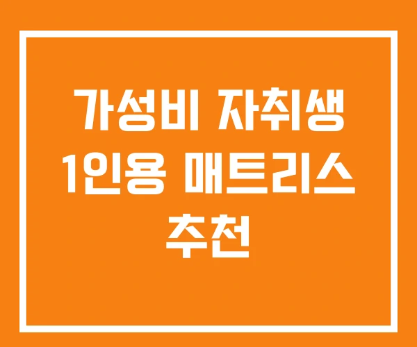 가성비 자취생 1인용 매트리스 추천