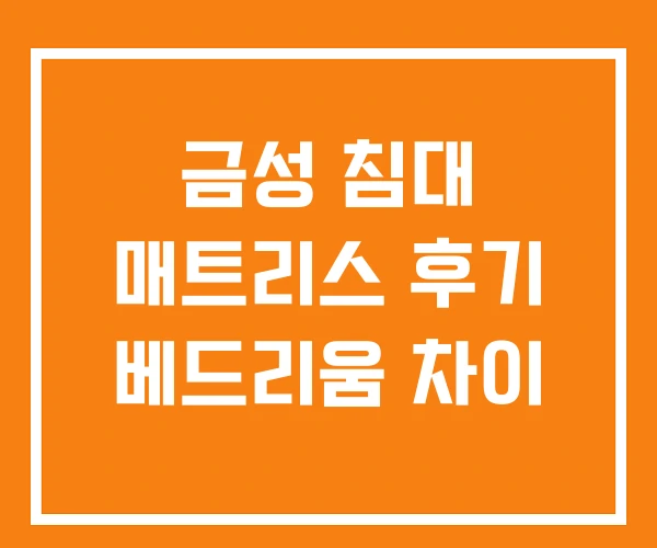 금성 침대 매트리스 후기 베드리움 차이