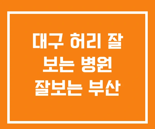 대구 허리 잘 보는 병원 잘보는 부산
