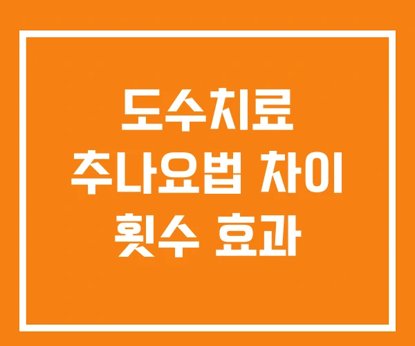 도수치료 추나요법 차이 횟수 효과