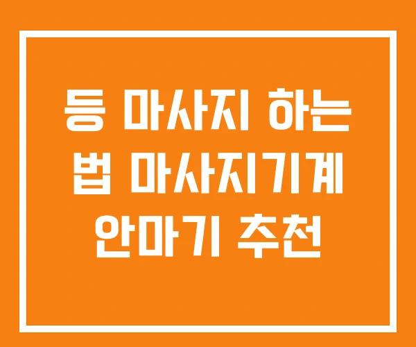 등 마사지 하는 법 마사지기계 안마기 추천