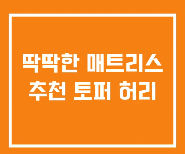 딱딱한 매트리스 추천 토퍼 허리