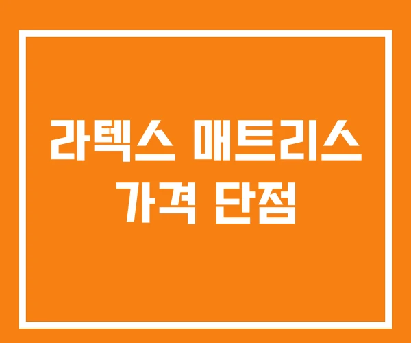 라텍스 매트리스 가격 단점
