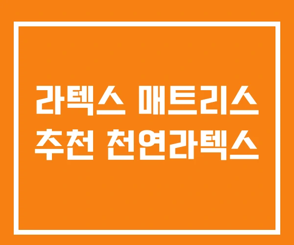 라텍스 매트리스 추천 천연라텍스