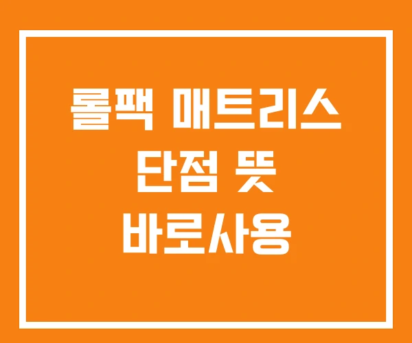 롤팩 매트리스 단점 뜻 바로사용