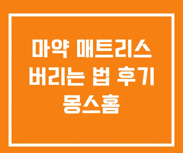 마약 매트리스 버리는 법 후기 몽스홈