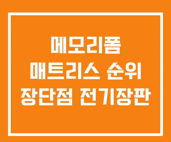 메모리폼 매트리스 순위 장단점 전기장판 메모리폼 매트리스 순위 장단점 전기장판