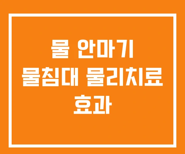 물 안마기 물침대 물리치료 효과