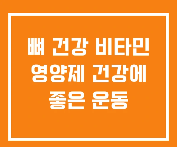 뼈 건강 비타민 영양제 건강에 좋은 운동