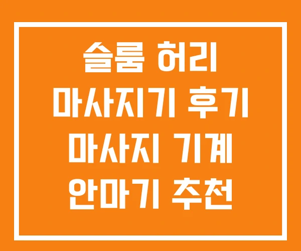 슬룸 허리 마사지기 후기 마사지 기계 안마기 추천 슬룸 허리 마사지기 후기 마사지 기계 안마기 추천