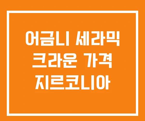 어금니 세라믹 크라운 가격 지르코니아