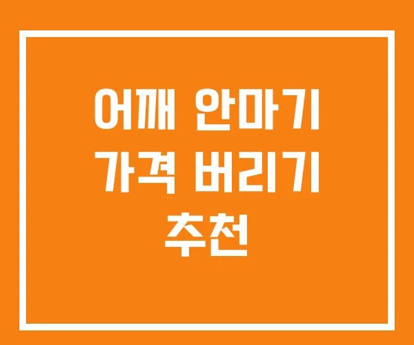 어깨 안마기 가격 버리기 추천