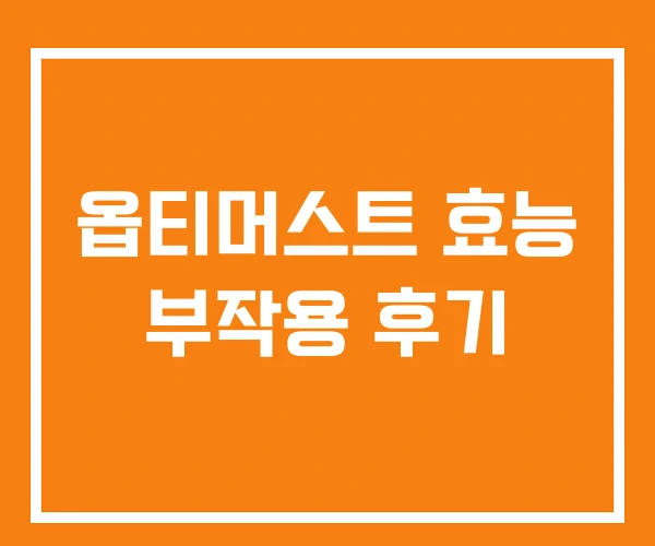 옵티머스트 효능 부작용 후기