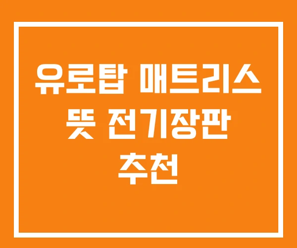 유로탑 매트리스 뜻 전기장판 추천