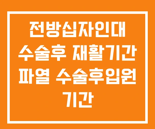 전방십자인대 수술후 재활기간 파열 수술후입원 기간