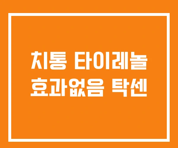 치통 타이레놀 효과없음 탁센