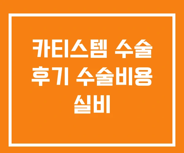 카티스템 수술 후기 수술비용 실비