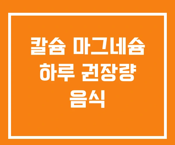 칼슘 마그네슘 하루 권장량 음식