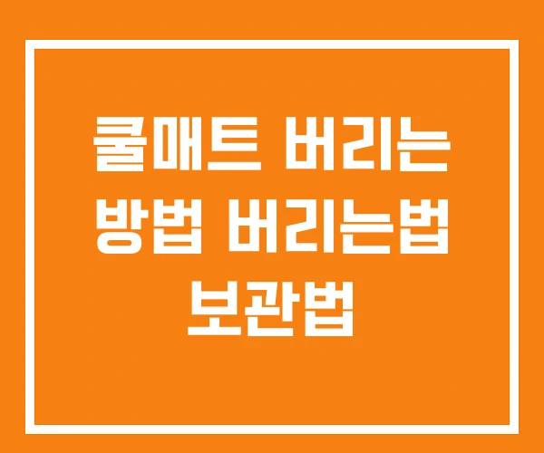 쿨매트 버리는 방법 버리는법 보관법