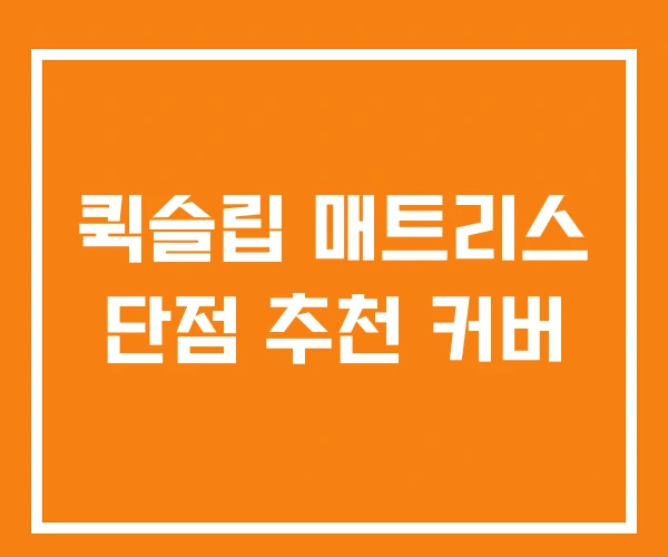 퀵슬립 매트리스 단점 추천 커버