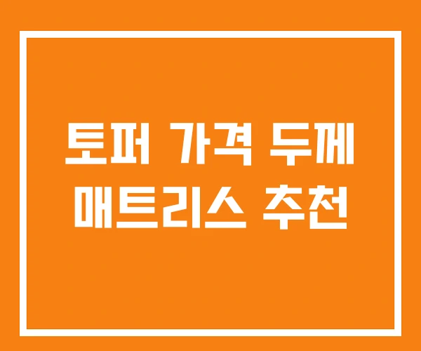 토퍼 가격 두께 매트리스 추천