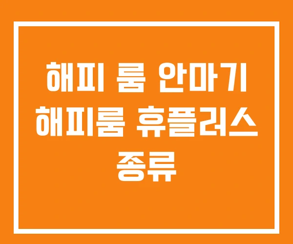 해피 룸 안마기 해피룸 휴플러스 종류