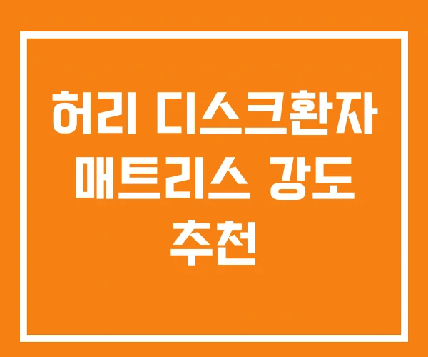 허리 디스크환자 매트리스 강도 추천