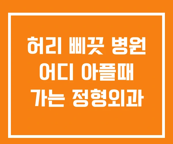 허리 삐끗 병원 어디 아플때 가는 정형외과