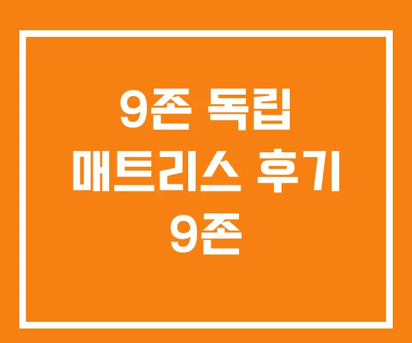 9존 독립 매트리스 후기 9존