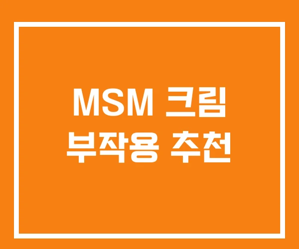 MSM 크림 부작용 추천