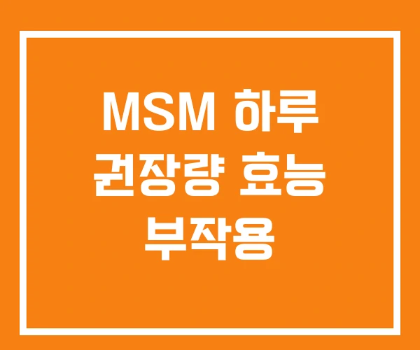 MSM 하루 권장량 효능 부작용