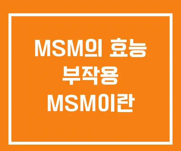 MSM의 효능 부작용 MSM이란 MSM의 효능 부작용 MSM이란