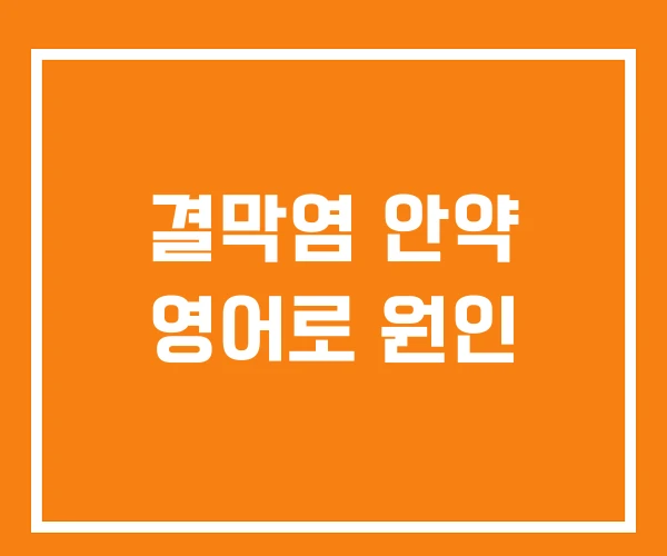 결막염 안약 영어로 원인 결막염 안약 영어로 원인