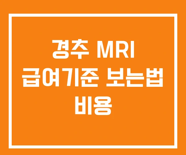 경추 MRI 급여기준 보는법 비용