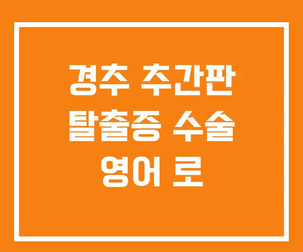 경추 추간판 탈출증 수술 영어 로