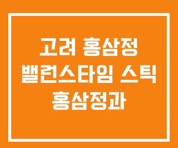 고려 홍삼정 밸런스타임 스틱 홍삼정과