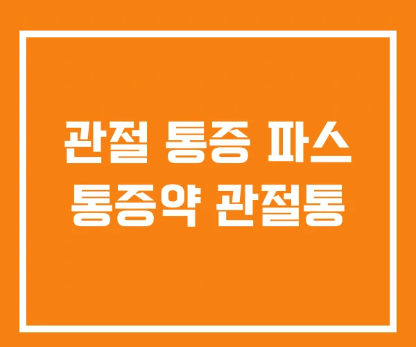 관절 통증 파스 통증약 관절통