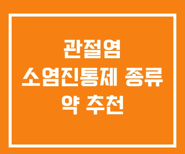 관절염 소염진통제 종류 약 추천
