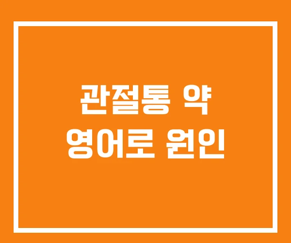 관절통 약 영어로 원인