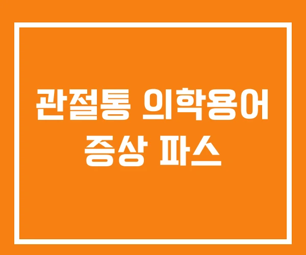 관절통 의학용어 증상 파스