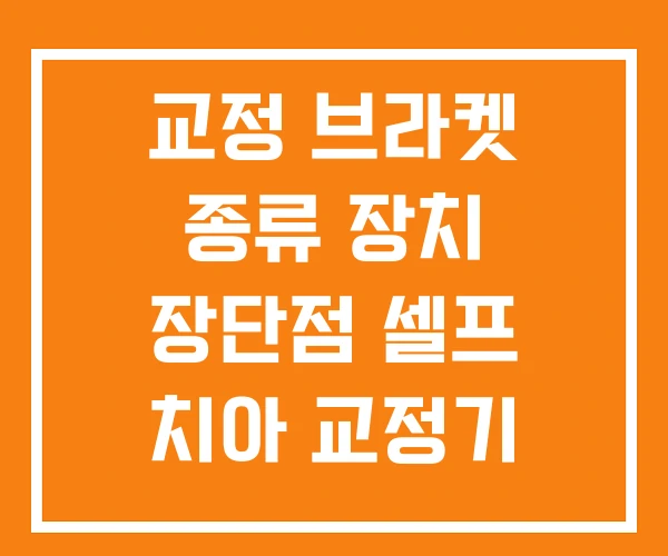 교정 브라켓 종류 장치 장단점 셀프 치아 교정기