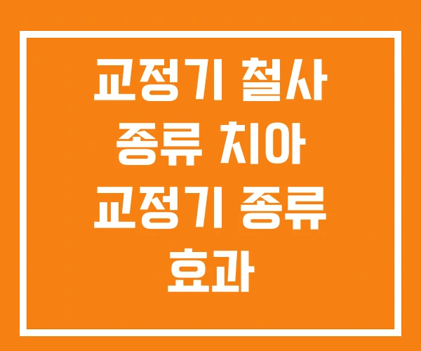 교정기 철사 종류 치아 교정기 종류 효과