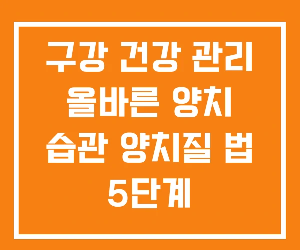 구강 건강 관리 올바른 양치 습관 양치질 법 5단계