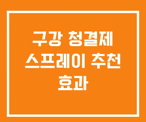 구강 청결제 스프레이 추천 효과