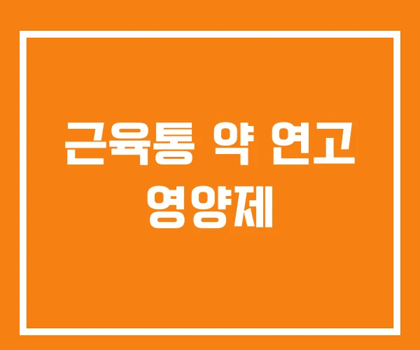 근육통 약 연고 영양제