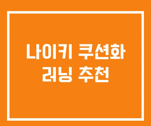 나이키 쿠션화 러닝 추천